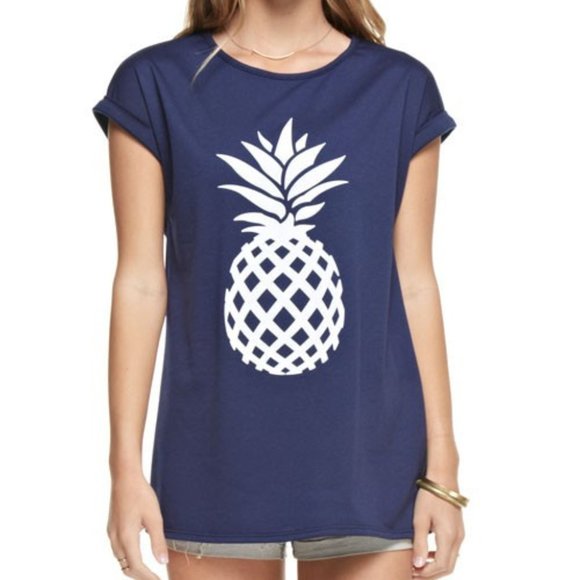 12Pm by Mon Ami Women's Pineapple Tee - Picture 1 of 4